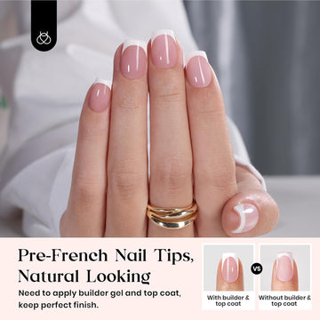 French Tips Press On Nails: 24 Pcs Pink Short Square Press On Nails Fake Nail Tips, Soft Gel Nail False Nails Art DIY Gifts For Women