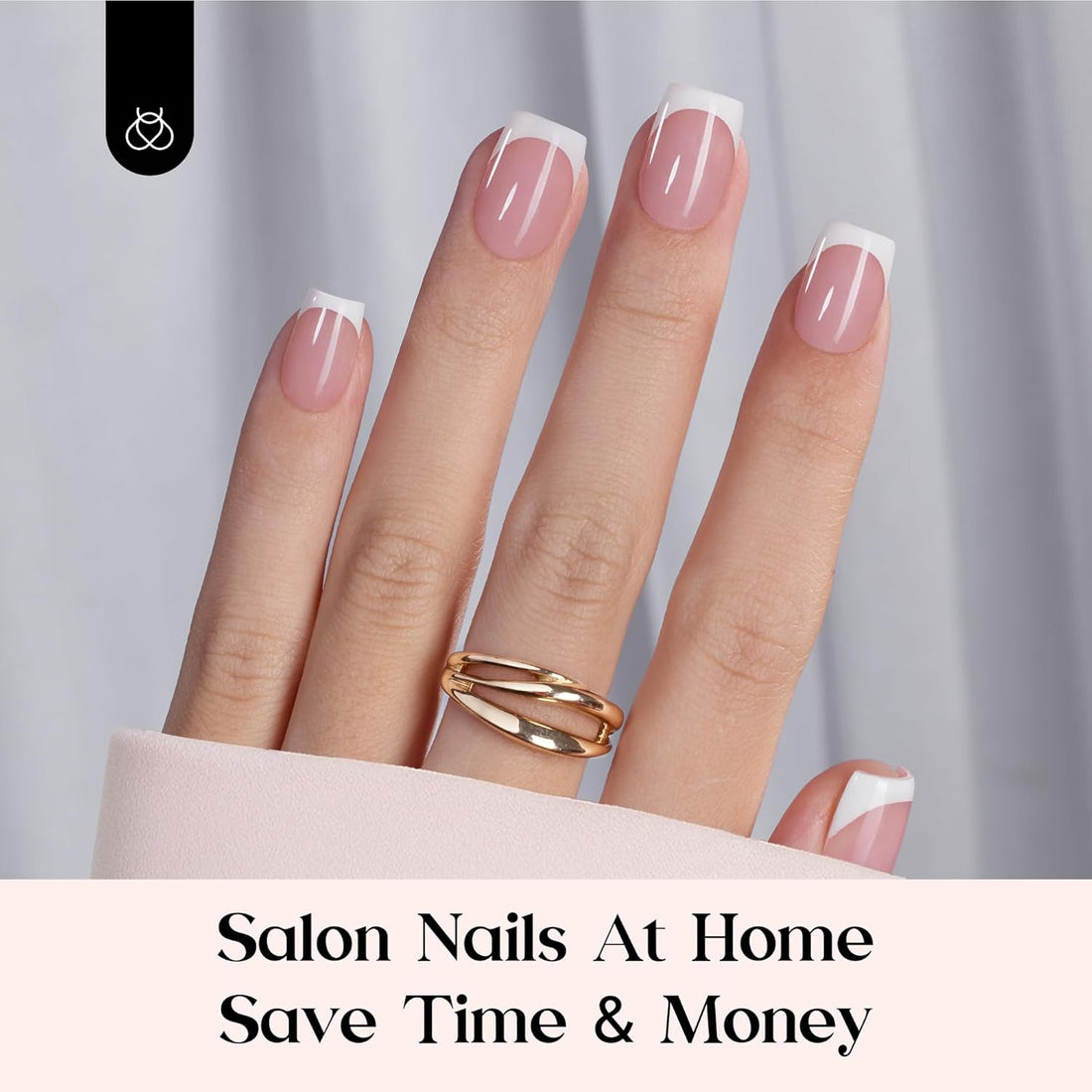 French Tips Press On Nails: 24 Pcs Pink Short Square Press On Nails Fake Nail Tips, Soft Gel Nail False Nails Art DIY Gifts For Women