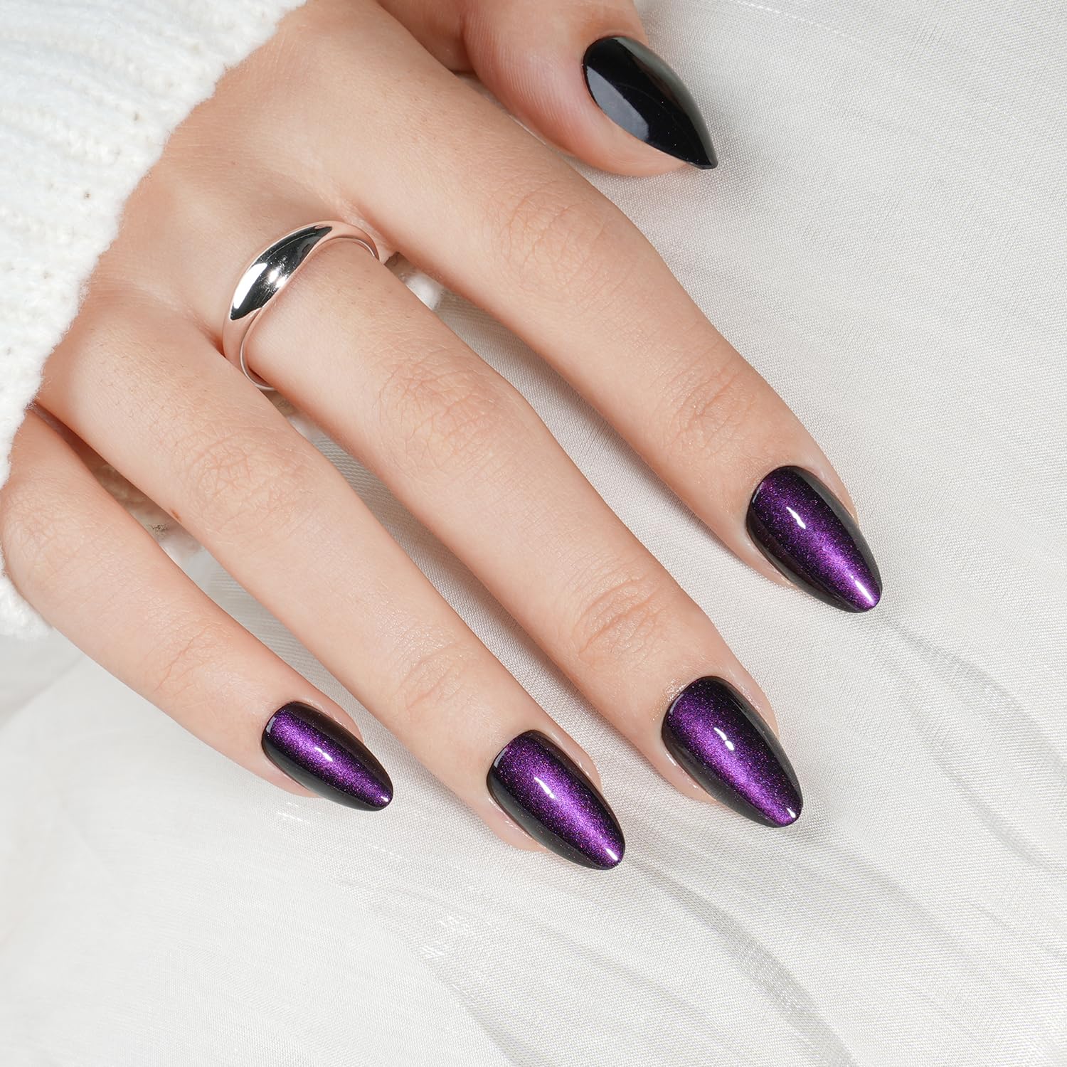 Purple Cat Eye Press on Nails